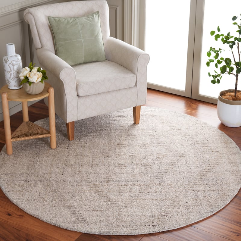 SAFAVIEH Handmade Abstract Vladimir Rug - 6' Round - Ivory/Grey