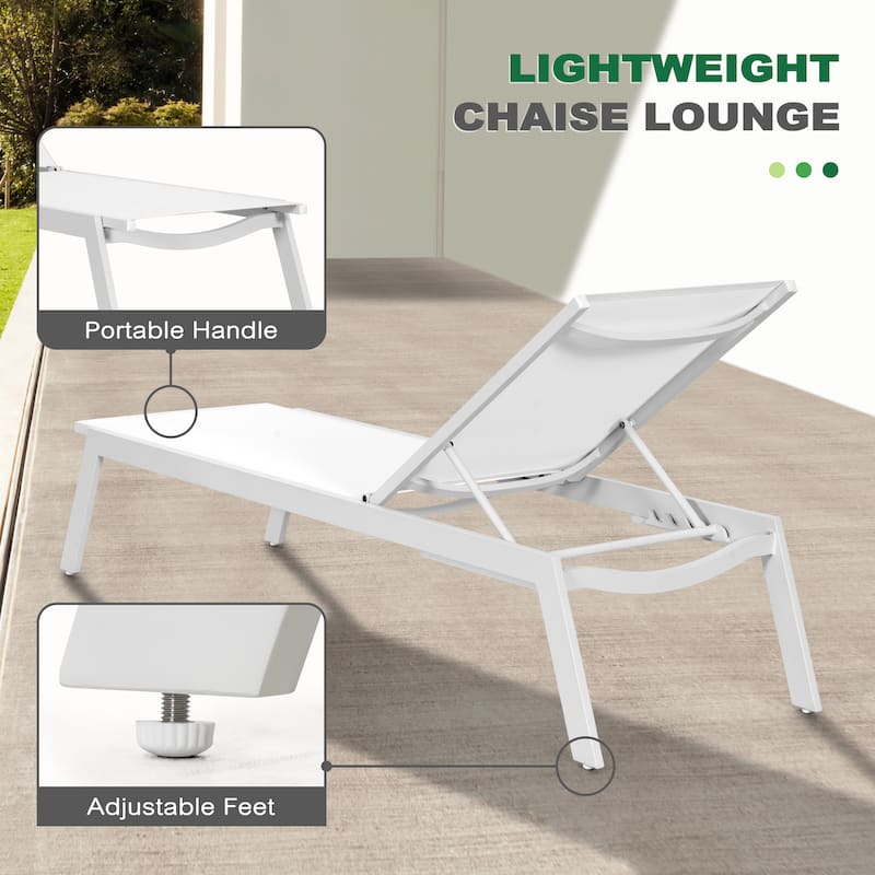 Outdoor Aluminum Chaise Lounge Chair with 6 Adjustable Backrest
