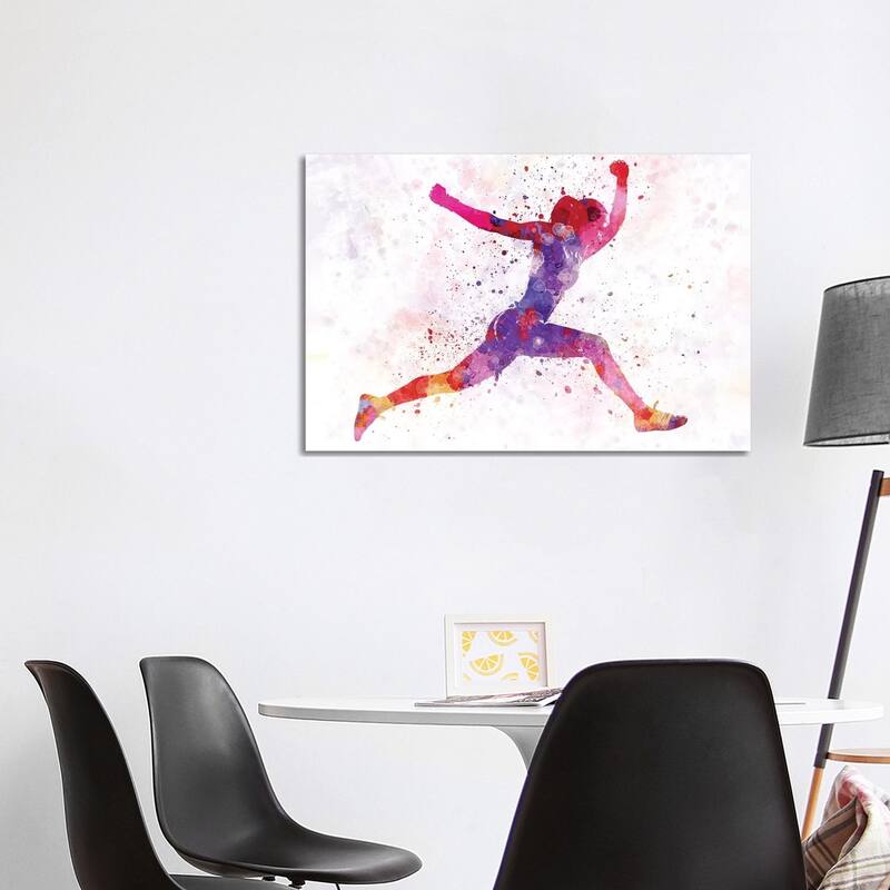 iCanvas "Woman Runner Running Jumping Shouting" by Paul Rommer Canvas Print - 26x40x1.5