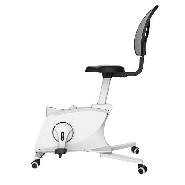 slide 2 of 9, FLEXISPOT Adjustable Exercise Chair Home Office Chair Cycle Exercise Bike Sit2Go 2-in-1 Fitness Chair Desk Bike White