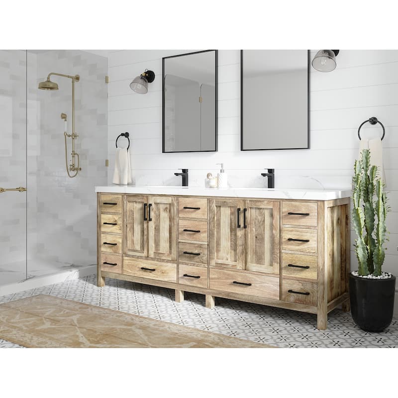 Willow Collections 84 in. W x 22 in. D Malibu Mango Double Sink Bathroom Vanity with Countertop