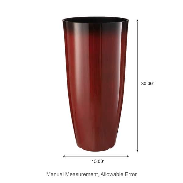 dimension image slide 0 of 3, Glitzhome 30"H Set of 2 Oversized Gradient Cobalt Blue/Turquoise/Red Tall Plastic Planter