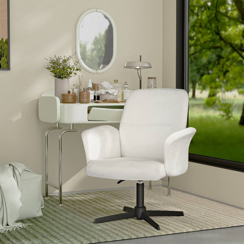 Homylin Boucle Modern Swivel & Adjustable Leisure Chair Adjustable Height Wide Seat Home Office Armchair