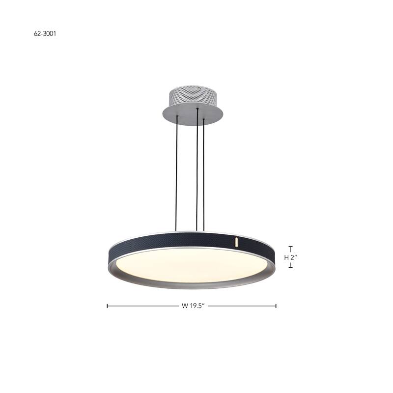 Bandon 20 Inch LED Pendant Gray with Blue Wrap Acrylic Lens