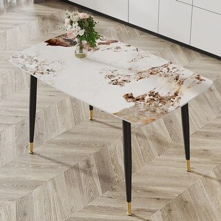 Modern Minimalist Dining table Sintered Stone tabletop - Bed Bath ...