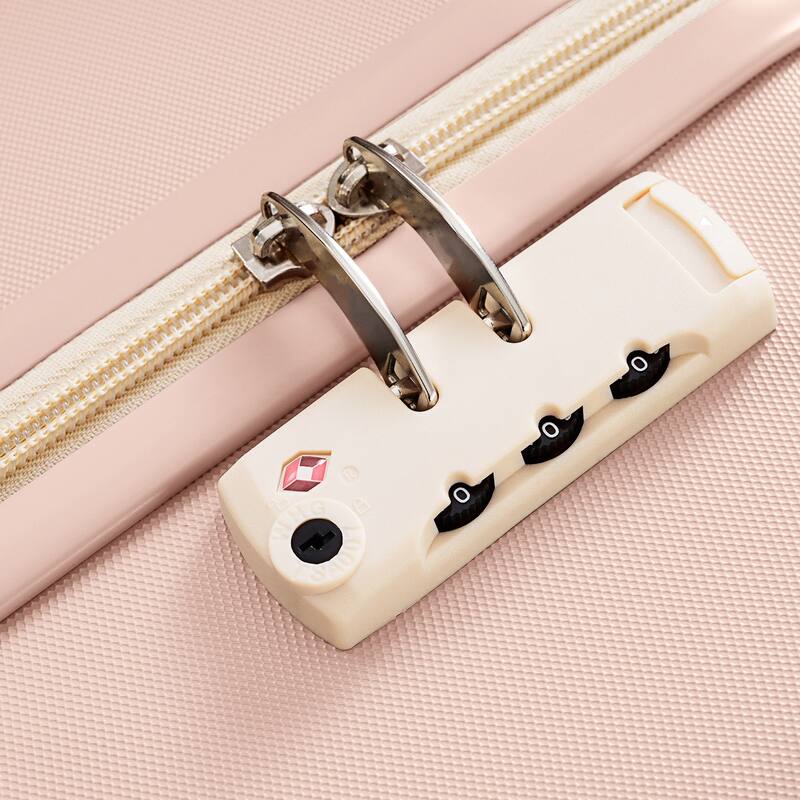 3-Piece, Modern Luggage Sets Hard Shell Luggage with Cup Holder and Spinner Wheels, for Boarding Travel, Pink