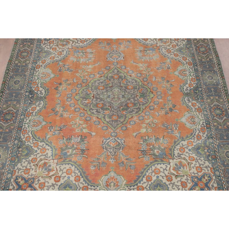 Tabriz Persian Vintage Rug Traditional Handmade Wool Carpet - 9'6" x 12'6"