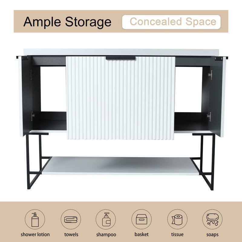 Malwee 24"/30"/48" FreeStanding Bathroom Vanity, Floor Stand Bathroom Vanity with Resin Top,Soft Close Door & Drawer