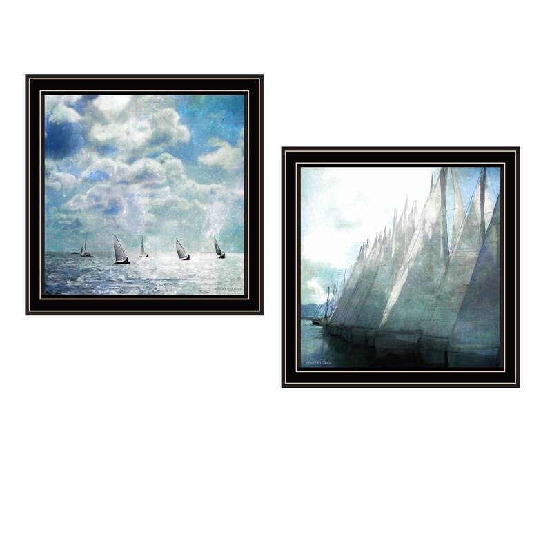 2-Piece Framed Wall Art Set - Sail Away, Black Frame