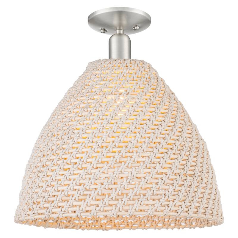 Innovations Lighting Downtown Urban - Natural Ballston Dome - 1 Light 16" Semi-Flush Mount Light - Natural Shade/Brushed Satin Nickel