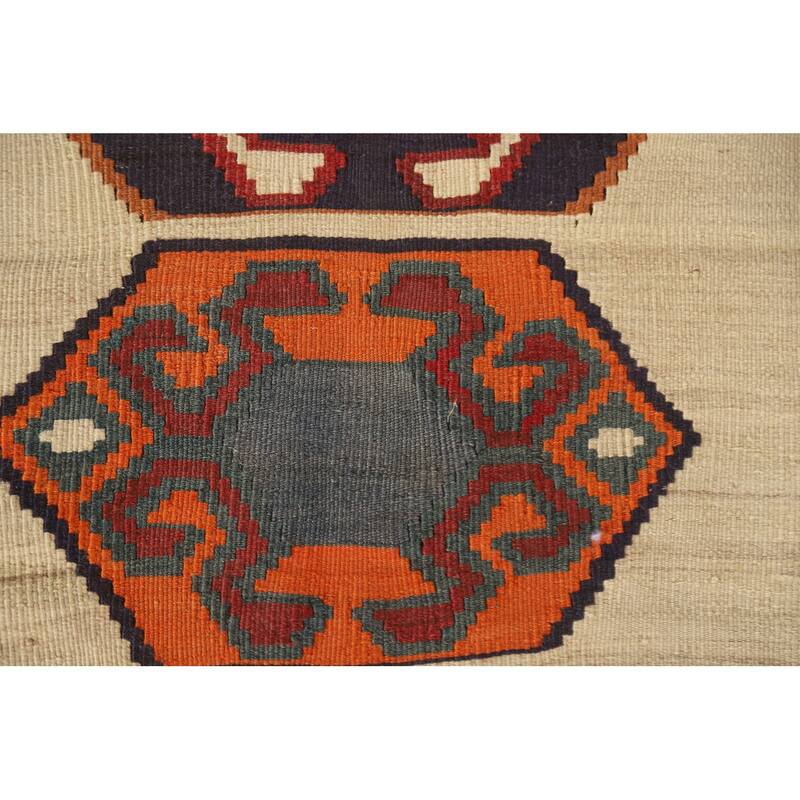 Flatweave Vegetable Dye Tribal Kilim Qashqai Persian Antique Area Rug - 4'11"x 8'1"