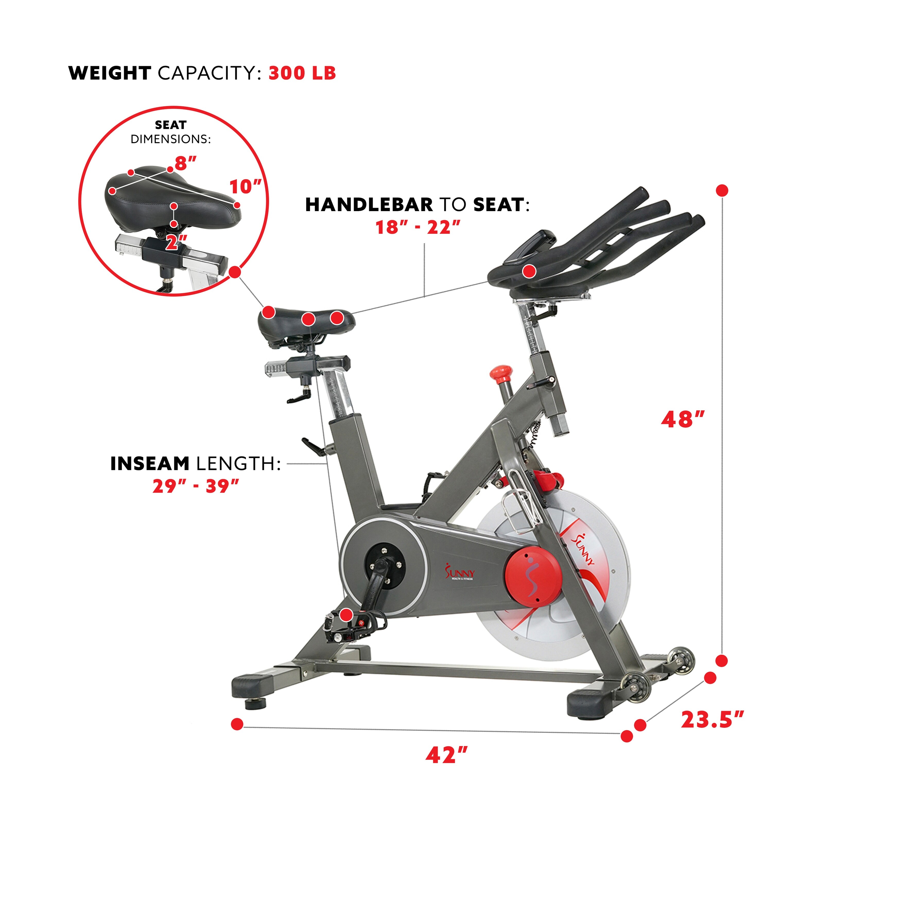 Sunny Health & Fitness Premium Magnetic Training Exercise Bike