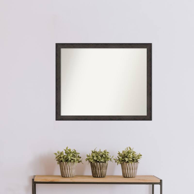 Dappled Narrow Non-Beveled Wood Framed Wall Mirror
