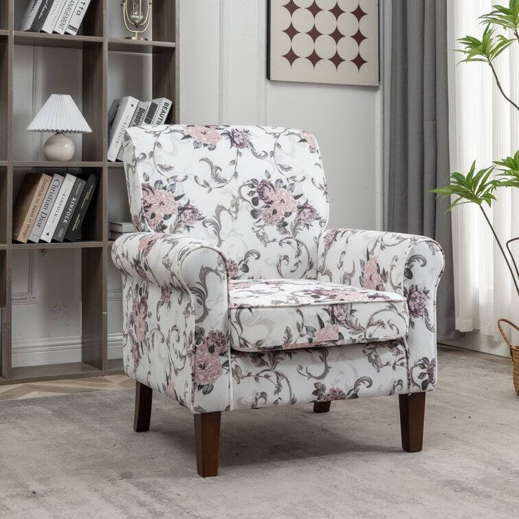 Classic Kentin Velvet Armchair - Flower Fabric