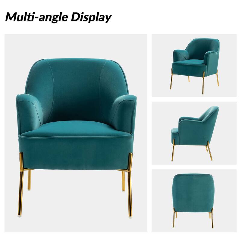 Nora Modern Velvet Accent Chair with Golden Metal Legs Set of 2 by HULALA HOME