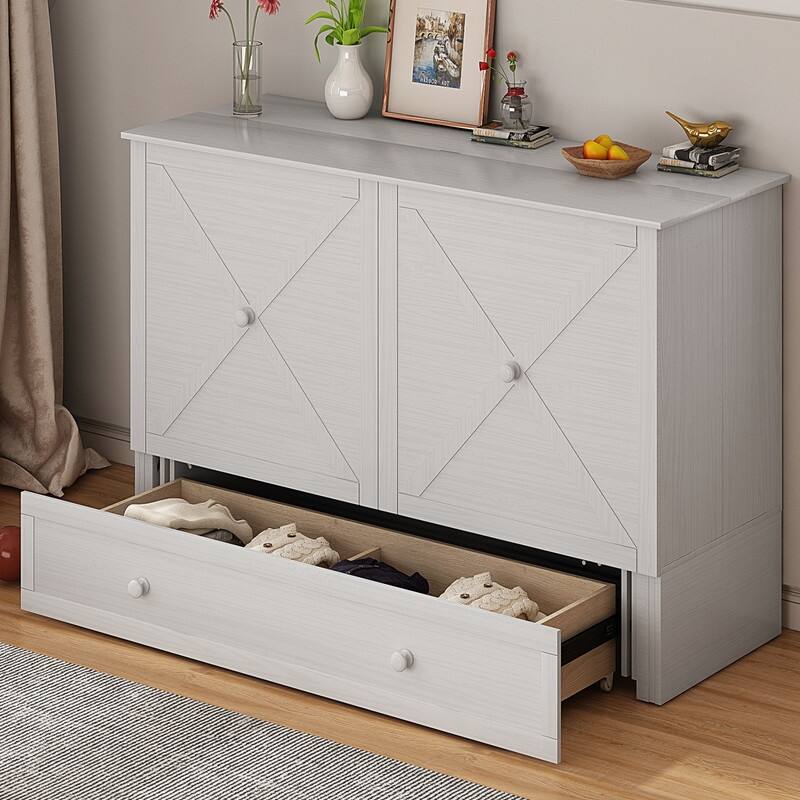 Mixoy Murphy Bed,Cube Cabinet Chest Bed with Charging Station