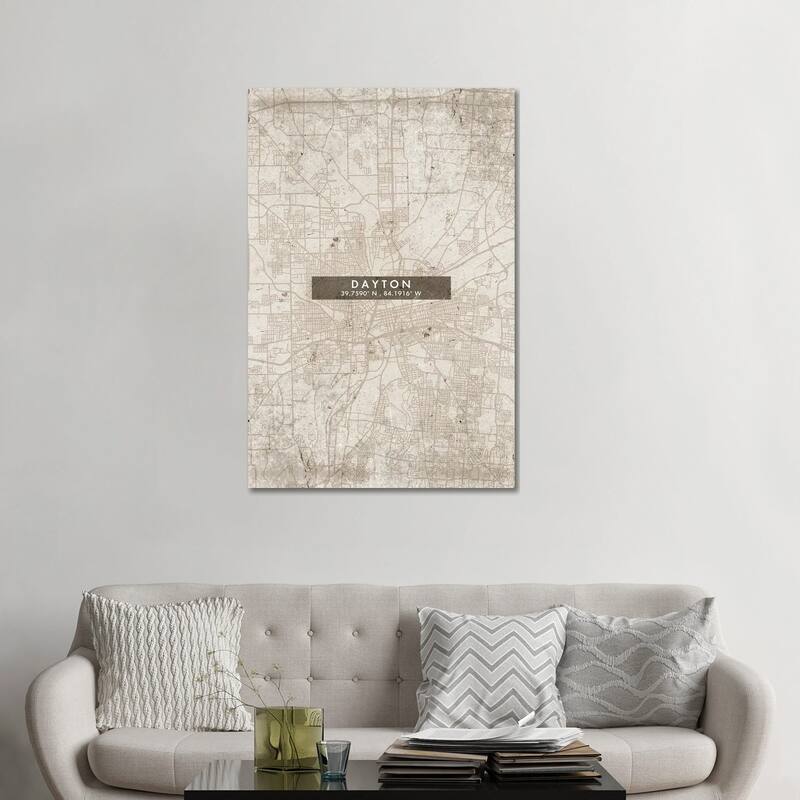 iCanvas "Dayton City Map Abstract Style" by WallDecorAddict Canvas Print - 48x32x1.5
