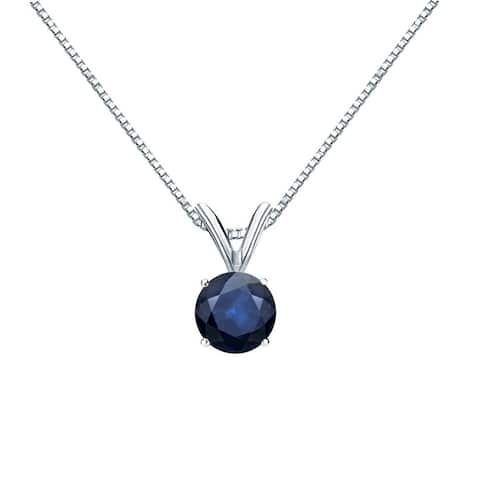 Auriya 14k Gold Blue Sapphire Solitaire Necklace 1/2ctw