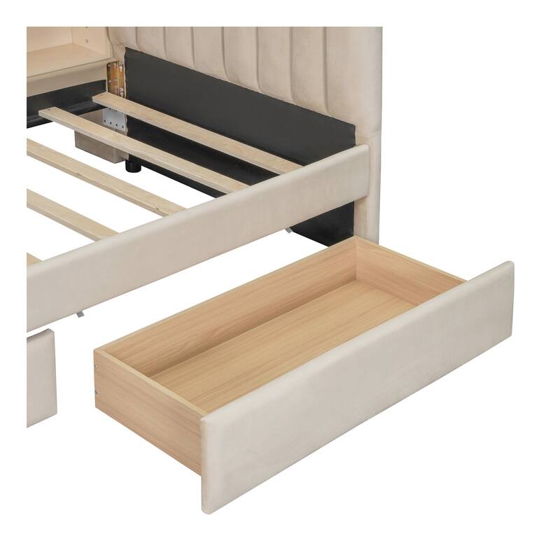 All-in-One Upholstered Daybed with Ample Storage,Flip Cabinets,and a Functional Side Table