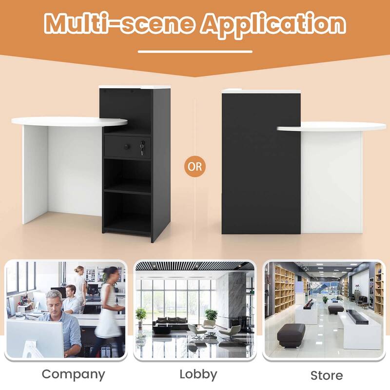 Costway Front Reception Counter Desk Checkout Office Desk with Open