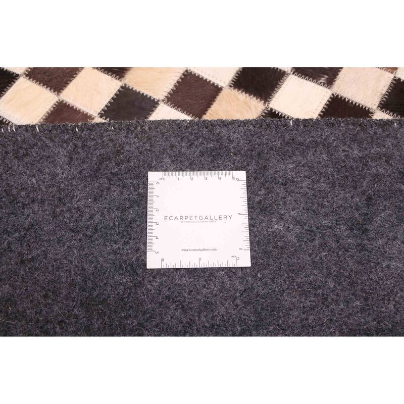 ECARPETGALLERY Handmade Cowhide Patchwork Black, Tan Leather Rug - 5'1 x 8'0