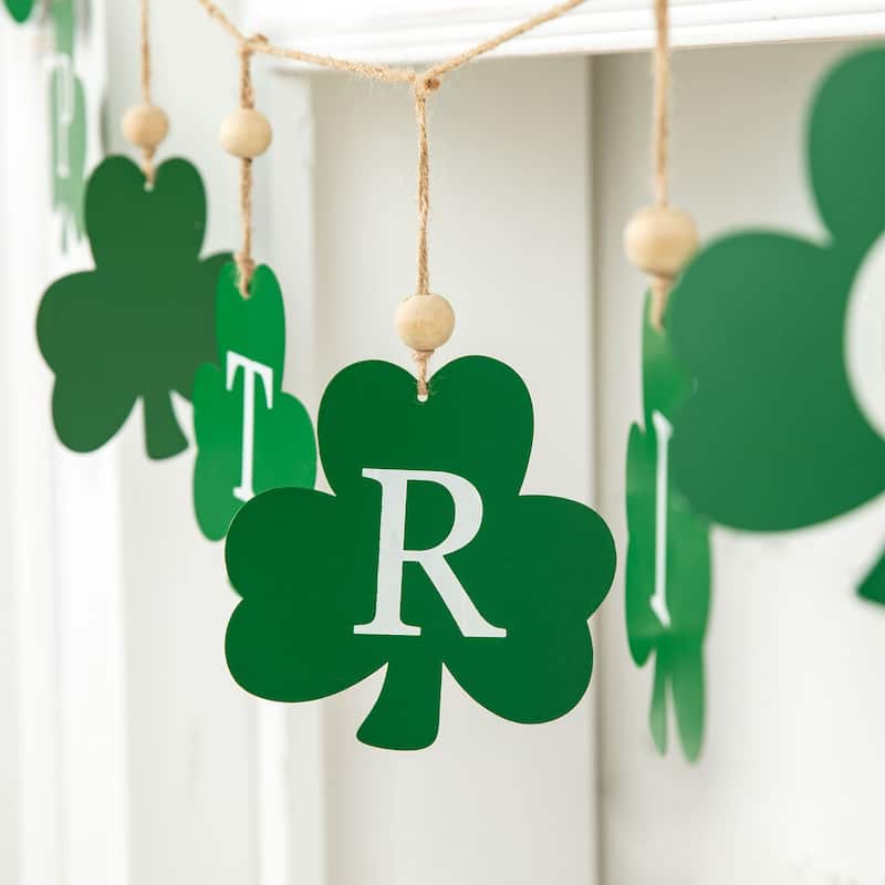 Glitzhome 72"L St. Patrick's Day Holiday Shamrocks Garland