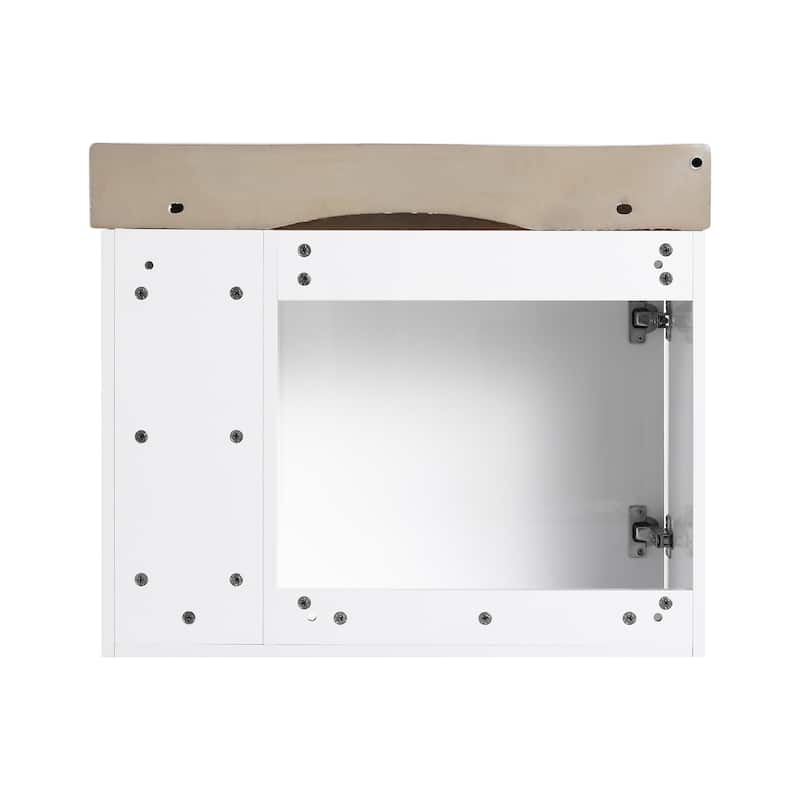 Malwee 24"/28" Floating Bathroom Vanity,Wall Mounted Bathroom Vanity with Ceramic Sink and Soft Close Door