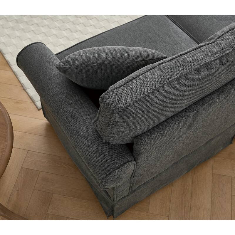 Modular Sectional Sofa, Convertible L-Shaped Upholstered Couch with Rolled Arms, Classic Reversible Corner Sofa for Living Room