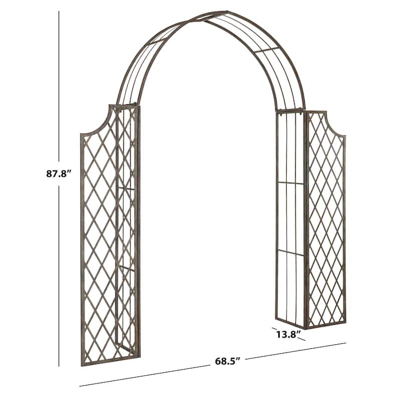 SAFAVIEH Outdoor Aliya Victorian Trellis Iron Arbor