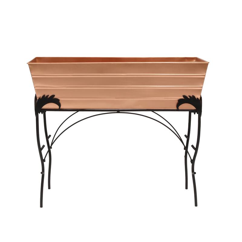 Achla Designs 30"H Rectangular Galvanized Steel Indoor Outdoor Large Flower Box w/Black Wrought Iron Flora Stand