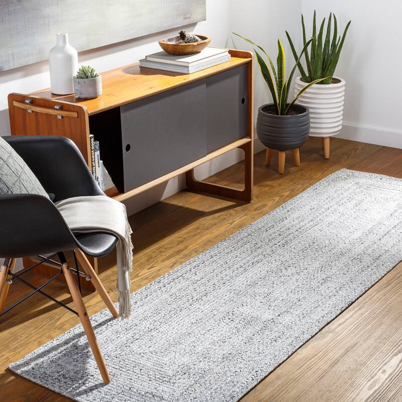 Surya Silvia Outdoor Safe Modern Stripe Area Rug - 2'6" x 8' Runner - Med Grey