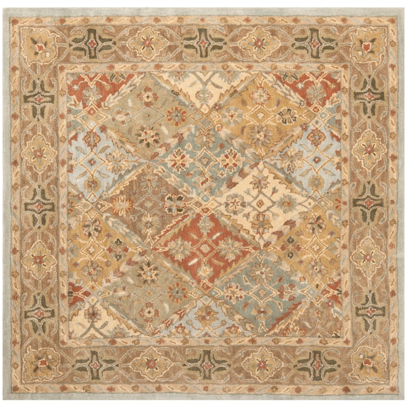 SAFAVIEH Handmade Heritage Chiseko Traditional Oriental Wool Rug - 6' Square - Light Blue/Light Brown