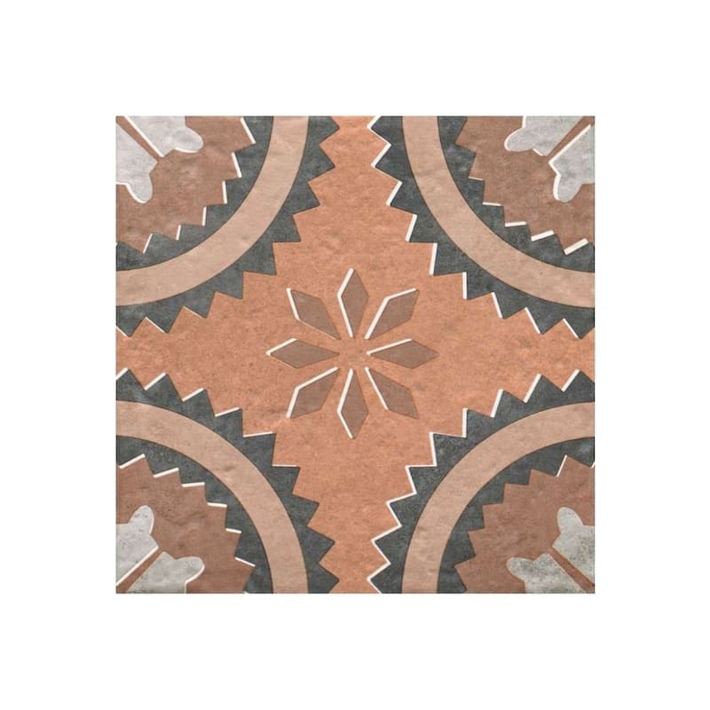 Verity Poppy 8x8 Matte Porcelain Encaustic Tile - Floor, Wall, Backsplash