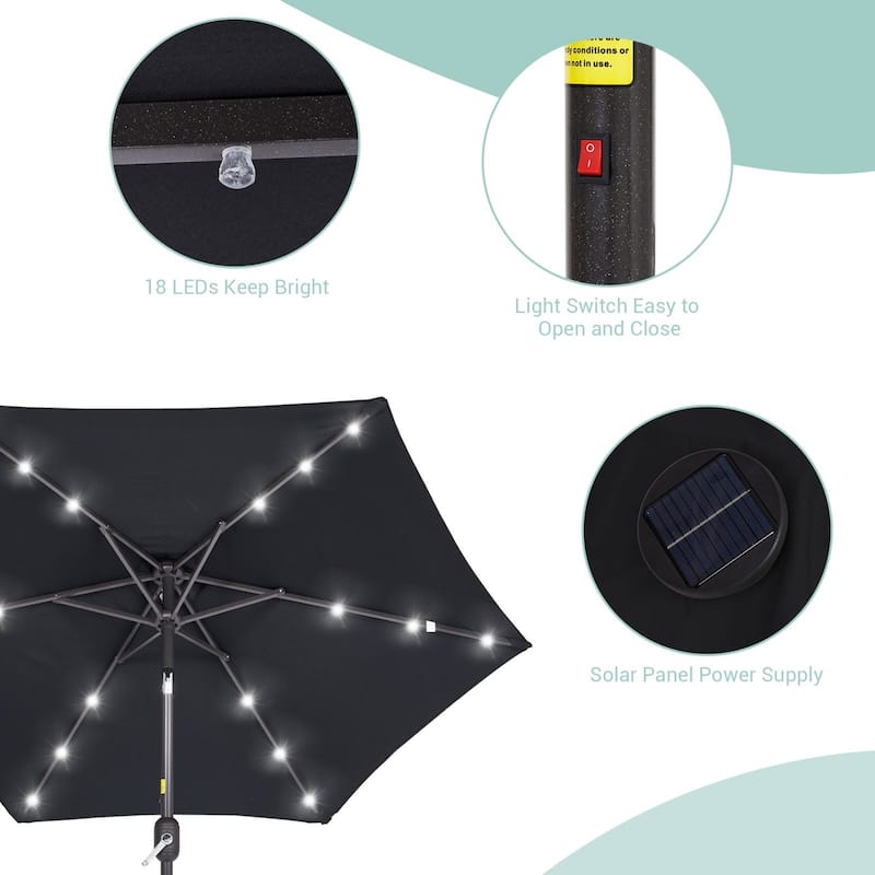 Bonosuki 7.5Ft LED Patio Market Umbrella Outdoor Table Umbrella