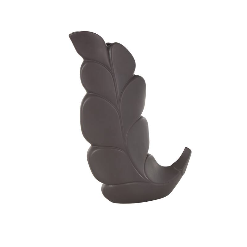 Black or White Ceramic Slanted Leaf Decorative Vase