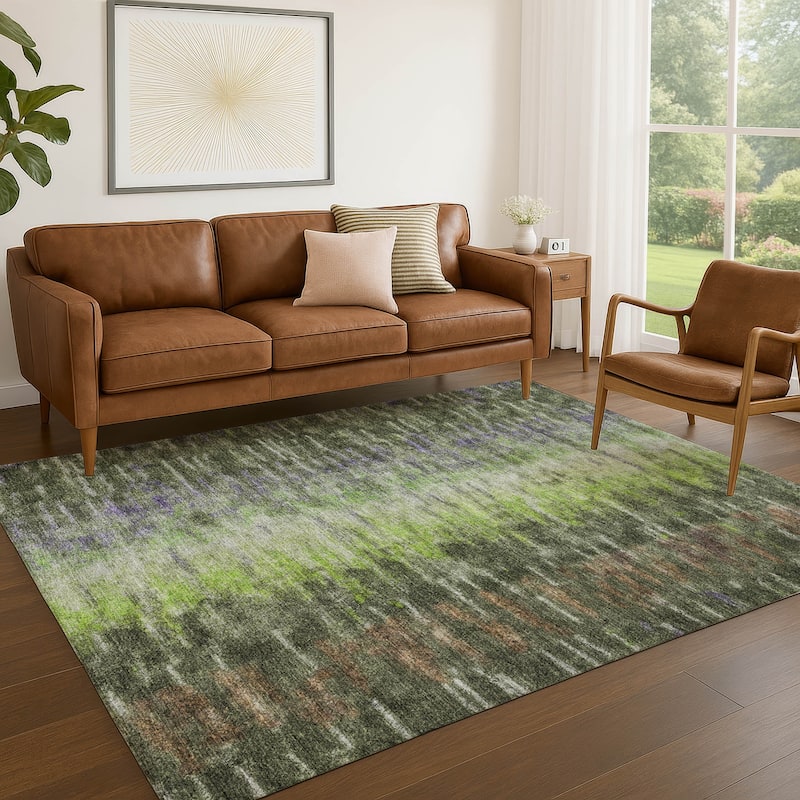 Machine Washable Indoor/ Outdoor Contemporary Ombre Chantille Rug