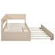 preview thumbnail 9 of 28, Twin Size Wood Daybed with Trundle and Guardrail, Solid Pine Frame, No Box Spring Required, Vintage Style for Bedroom, Beige
