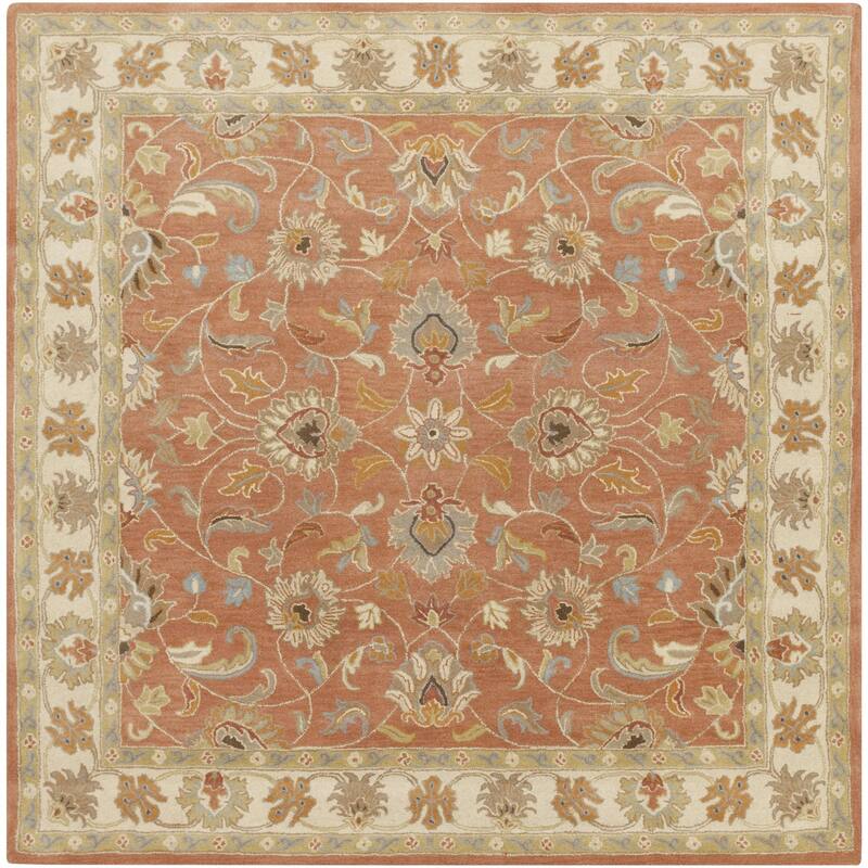 Livabliss Caesar Updated Traditional Border Area Rug. - 9' 9" x 9' 9" - Rust - Square