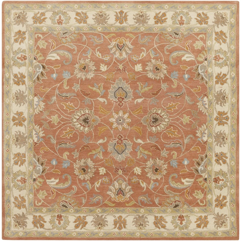 Livabliss Caesar Updated Traditional Border Area Rug. - 9'9" x 9'9" Square - Rust