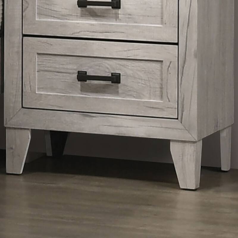 Bedside Table White Wash Finish Striking Elegant 1pc Nightstand Black