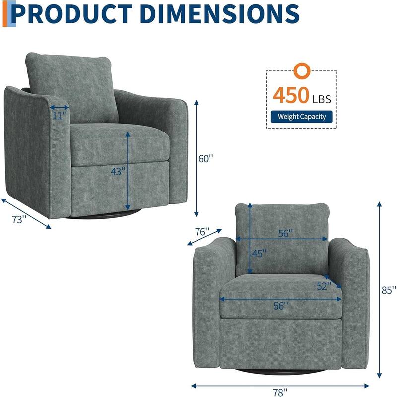 360° Swivel Upholstered Accent Sofa Chair for Living Room, Bedroom, Office, Nursery
