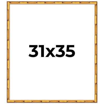 31x35 Frame Gold Bamboo Picture Frame Modern Photo Frame Includes UV Acrylic Shatter Guard Front Acid Free Foam Backing Board