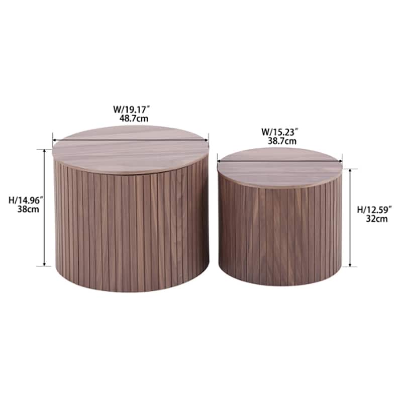 2pcs/set Nested Table Set Handcrafted Round Coffee Table For Living Room Lounge Area Home Office