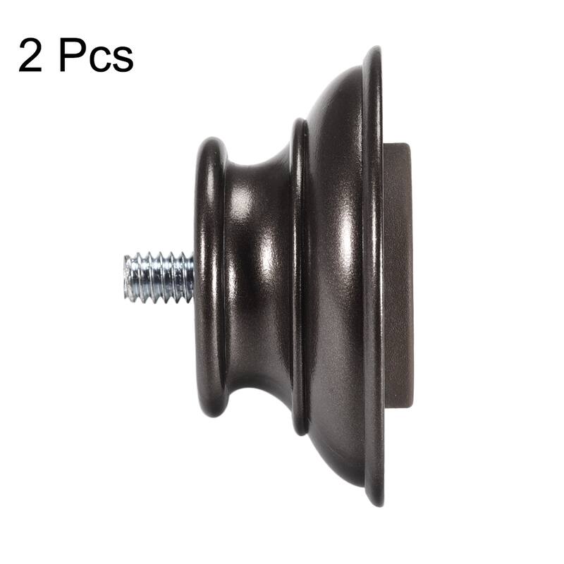 Curtain Rod Finials, Plastic End for 19mm Dia(Max.) Rod, 35mm x 54mm Brown 2pcs
