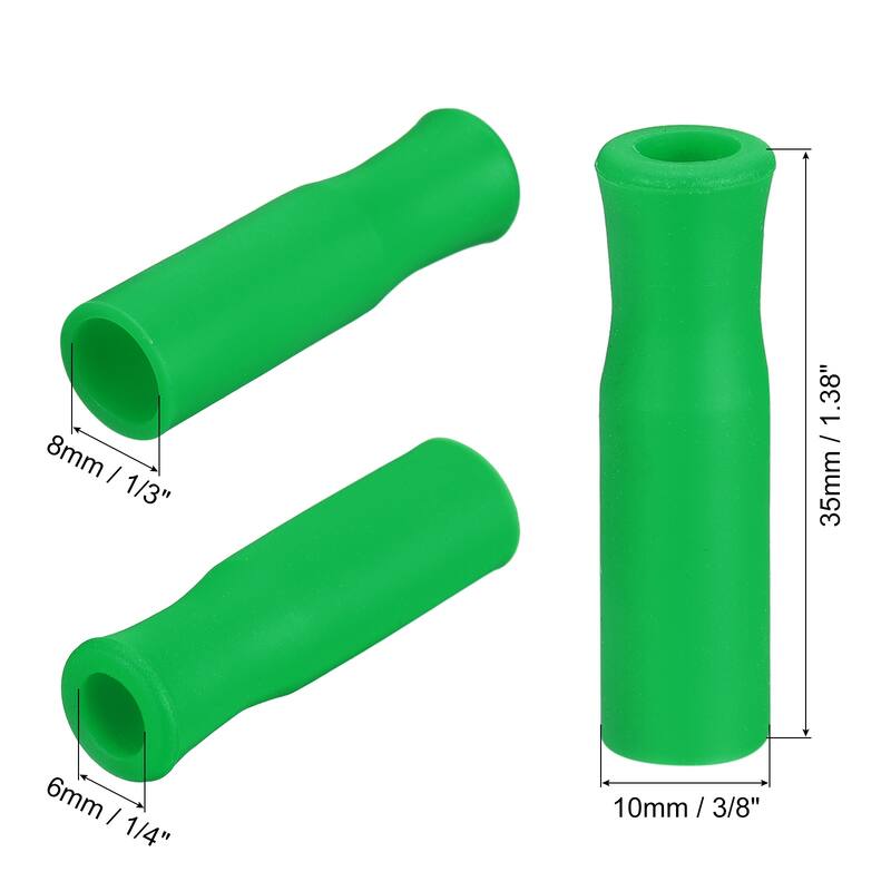 8pcs Silicone Straw Tips for 1/4 Inch OD Stainless Steel Straws - Green - 8mm