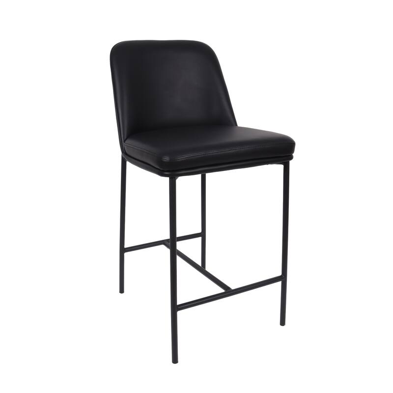 Manhattan Comfort Loft Vegan Leather Metal Counter Stool - Set of 2