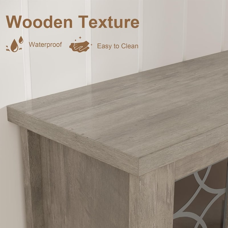 Mid Century TV Stand for 70 Inch, Entertainment Center with Glass Door