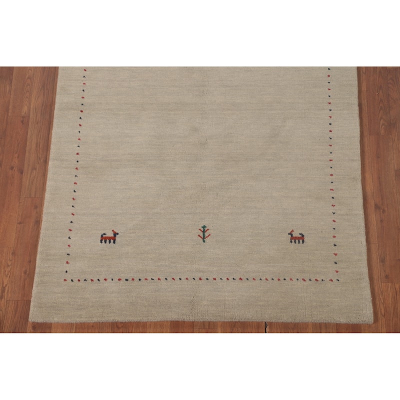 Tribal Gabbeh Accent Rug Hand-Knotted Wool Carpet - 3'11"x 6'0"