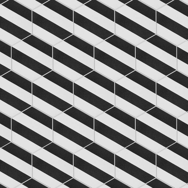 Merola Tile Porto Capri Hex Black 8-5/8" x 9-7/8" Porcelain Floor and Wall Tile