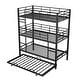 preview thumbnail 8 of 18, Metal Twin Size Kids Triple Bunk Bed with Trundle, Heavy Duty Steel Frame, Full-Length Guardrails, Black